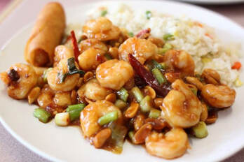 Kung Pao Shrimp with Rice and Eggroll