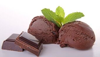 Chocolate Sorbet with a sprig of Mint
