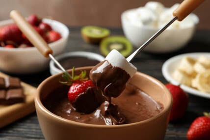 Chocolate Fondue with Fruit & Marshmallows