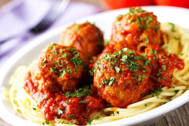 Spaghetti & Meatballs on a plate