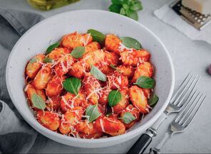 Bowl of Potato Gnocchi with Parmesan cheese and olive oil