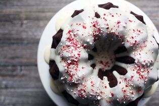 Chocolate Peppermint Topped Bundt Cake