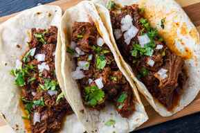 Three Beef Barbacoa Tacos