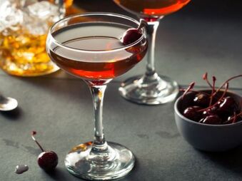 Manhattan Cocktail with Cherries