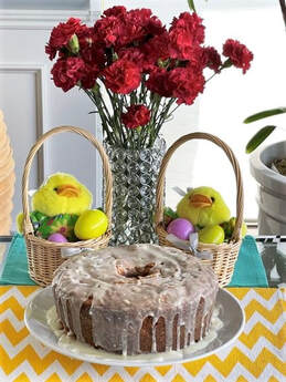 Lemon Buttermilk Cake with Lemon Glaze on the Easter Table